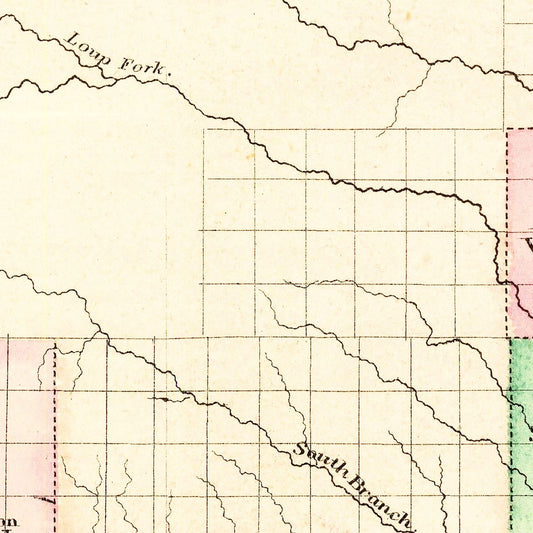 Vintage Map of Nebraska, 1876 (Ed. 2)