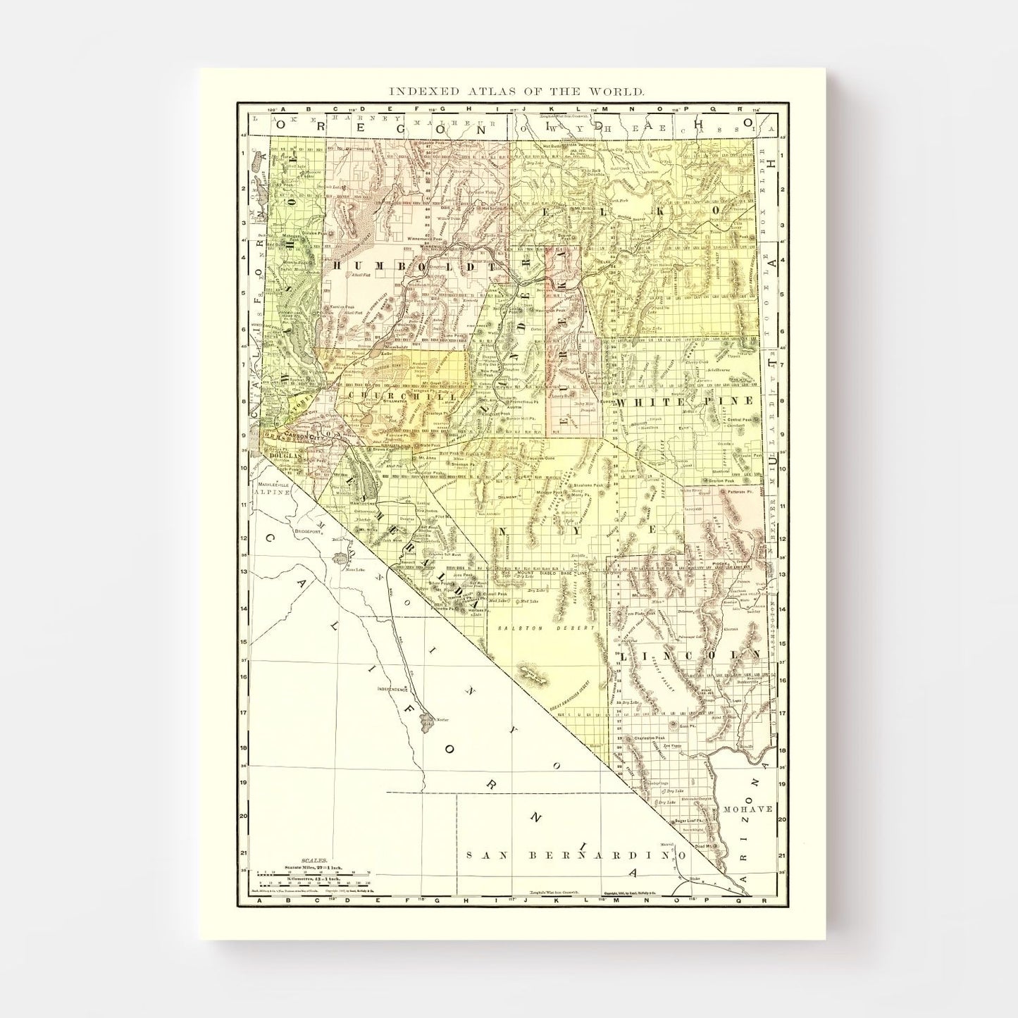 Vintage Map of Nevada, 1902