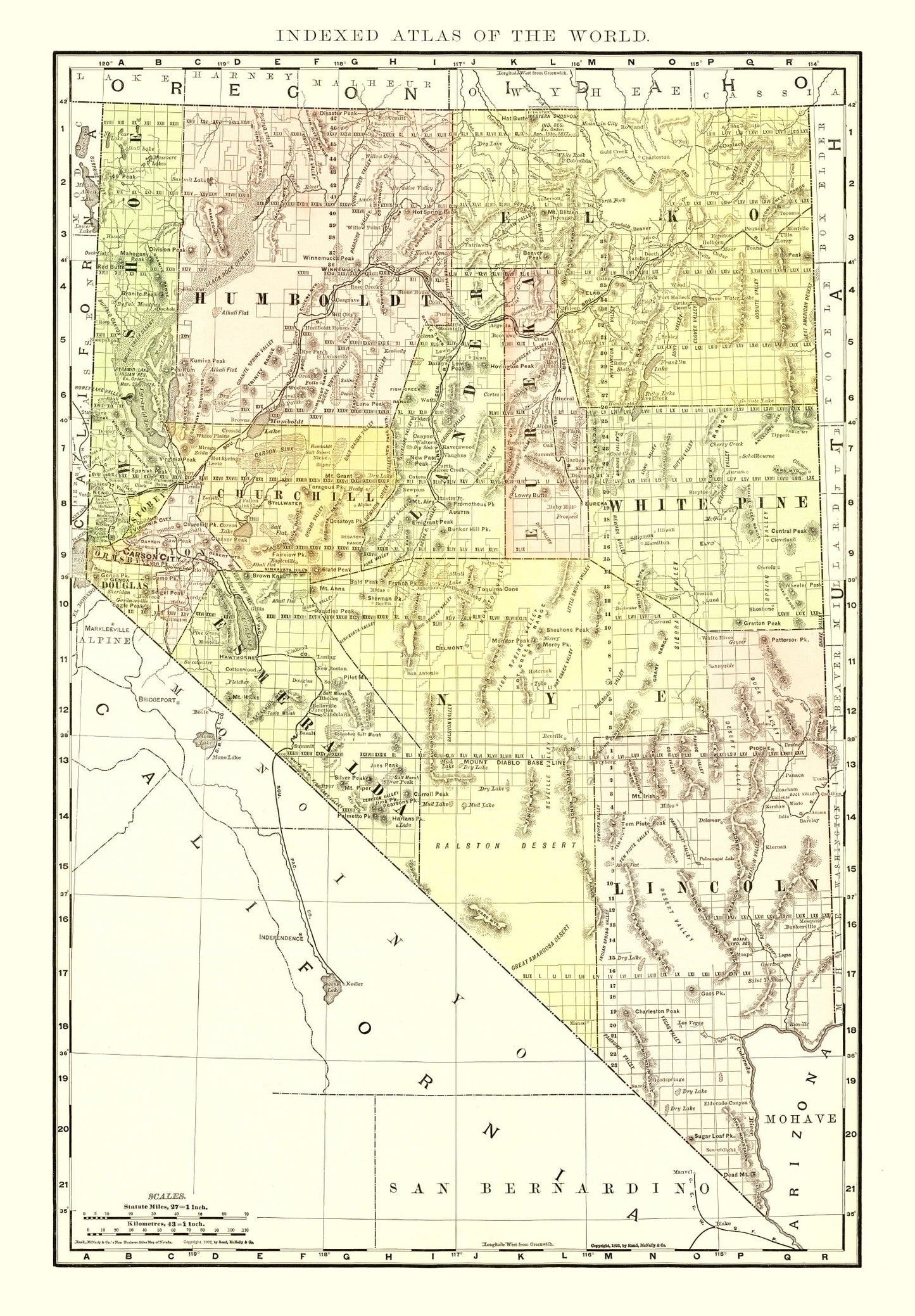 Vintage Map of Nevada, 1902