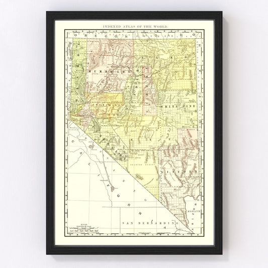 Vintage map of Nevada, 1902