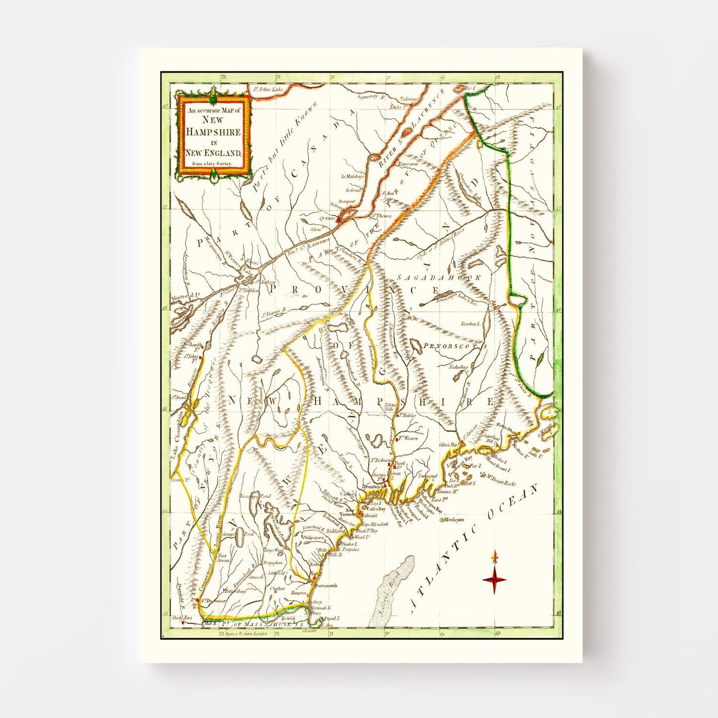 Vintage Map of New Hampshire, 1781