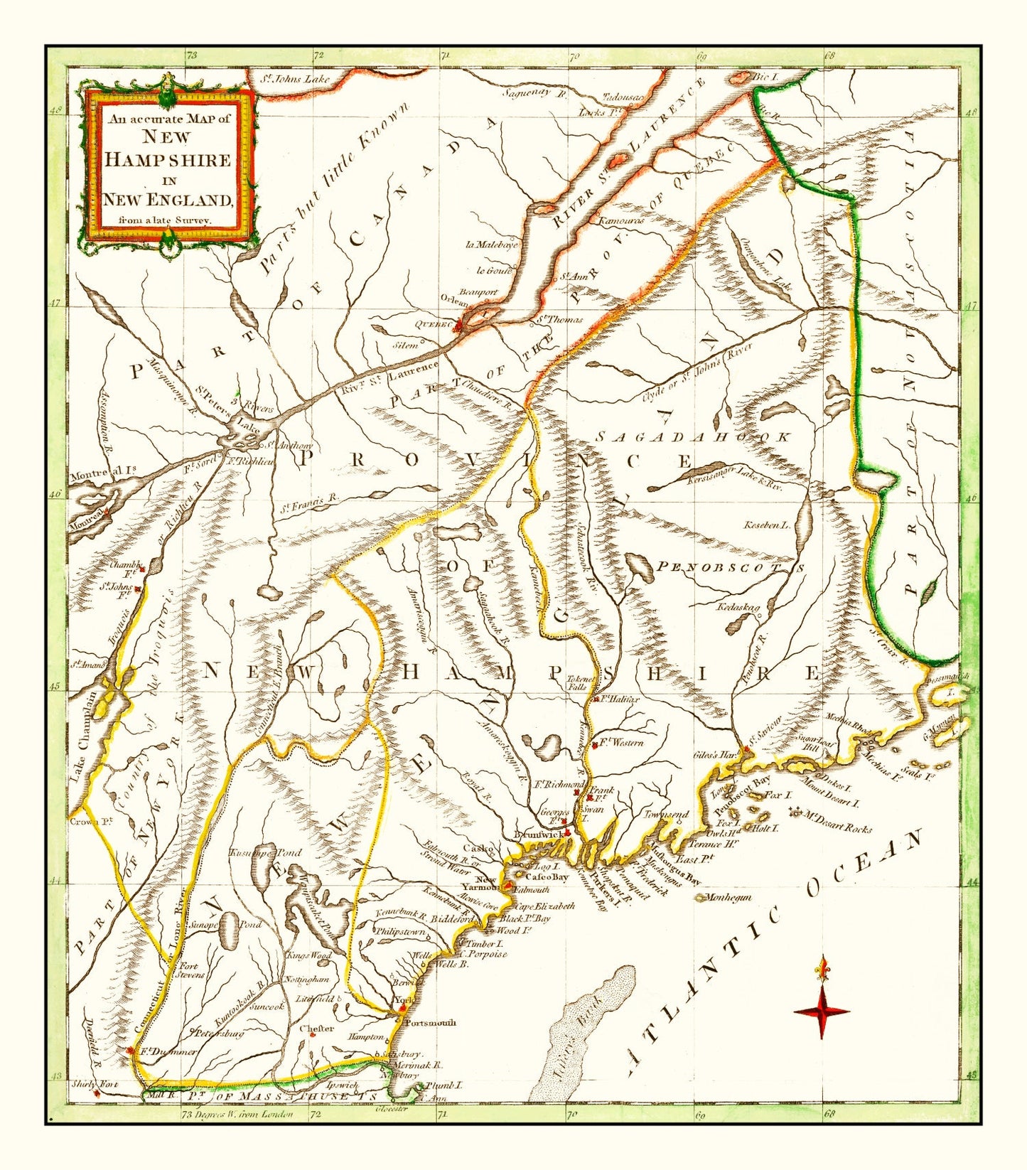 Vintage Map of New Hampshire, 1781