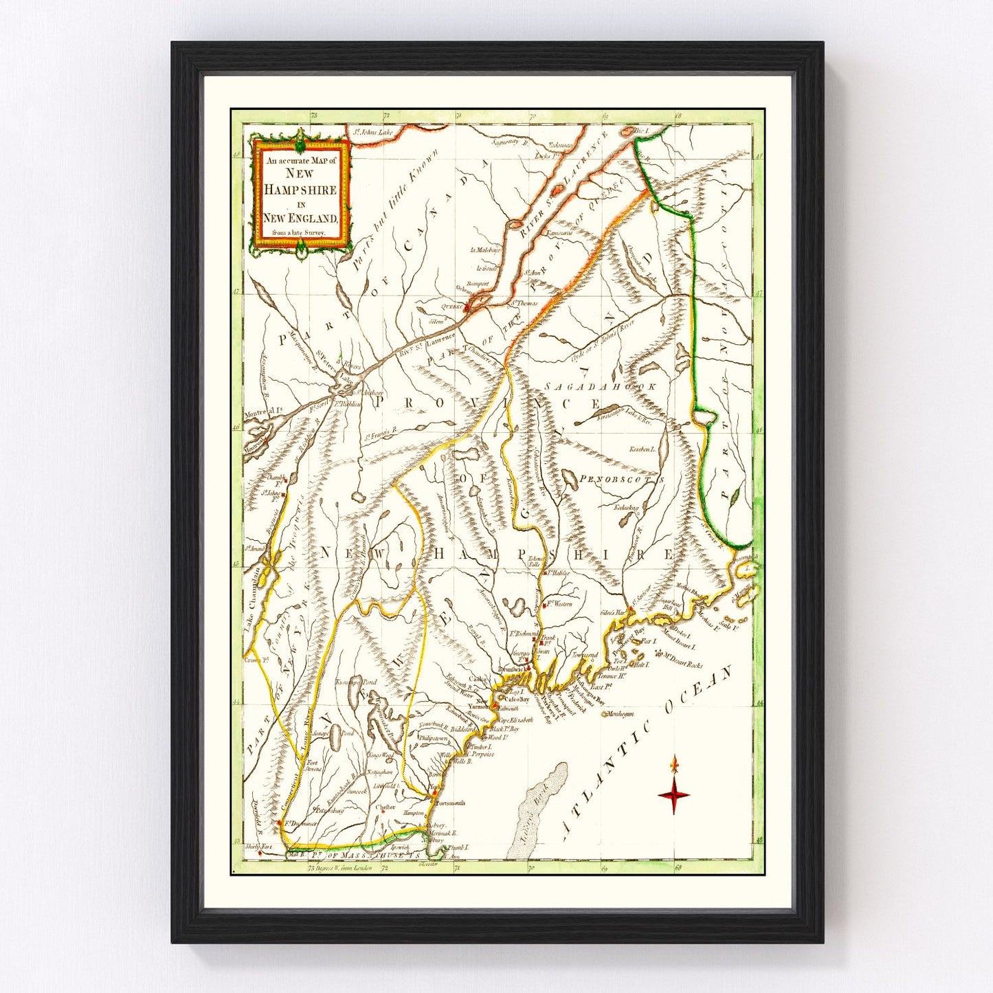 Vintage map of New Hampshire, 1781