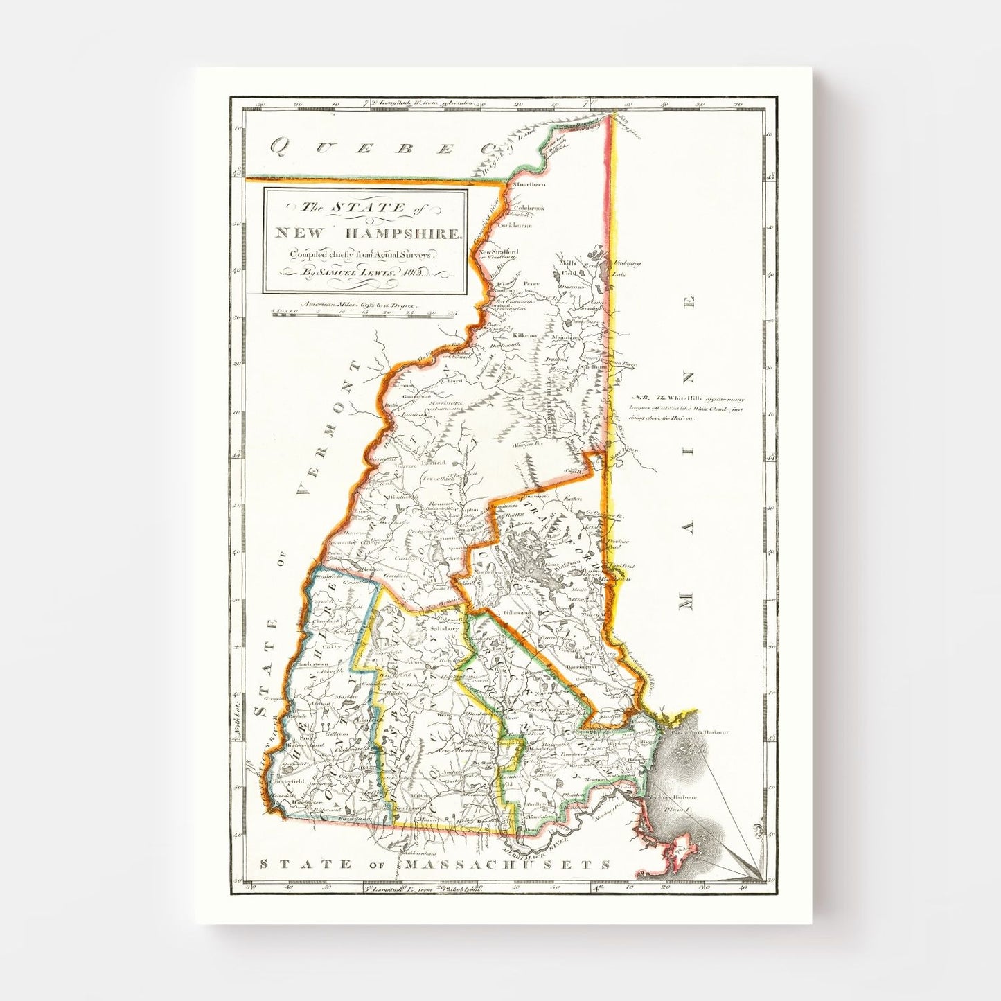 Vintage Map of New Hampshire, 1814