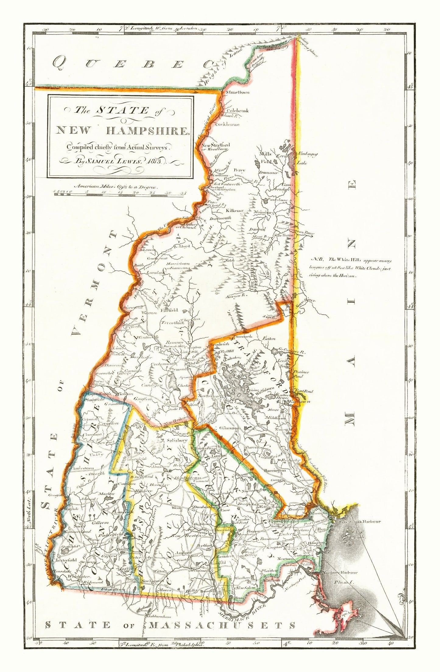 Vintage Map of New Hampshire, 1814