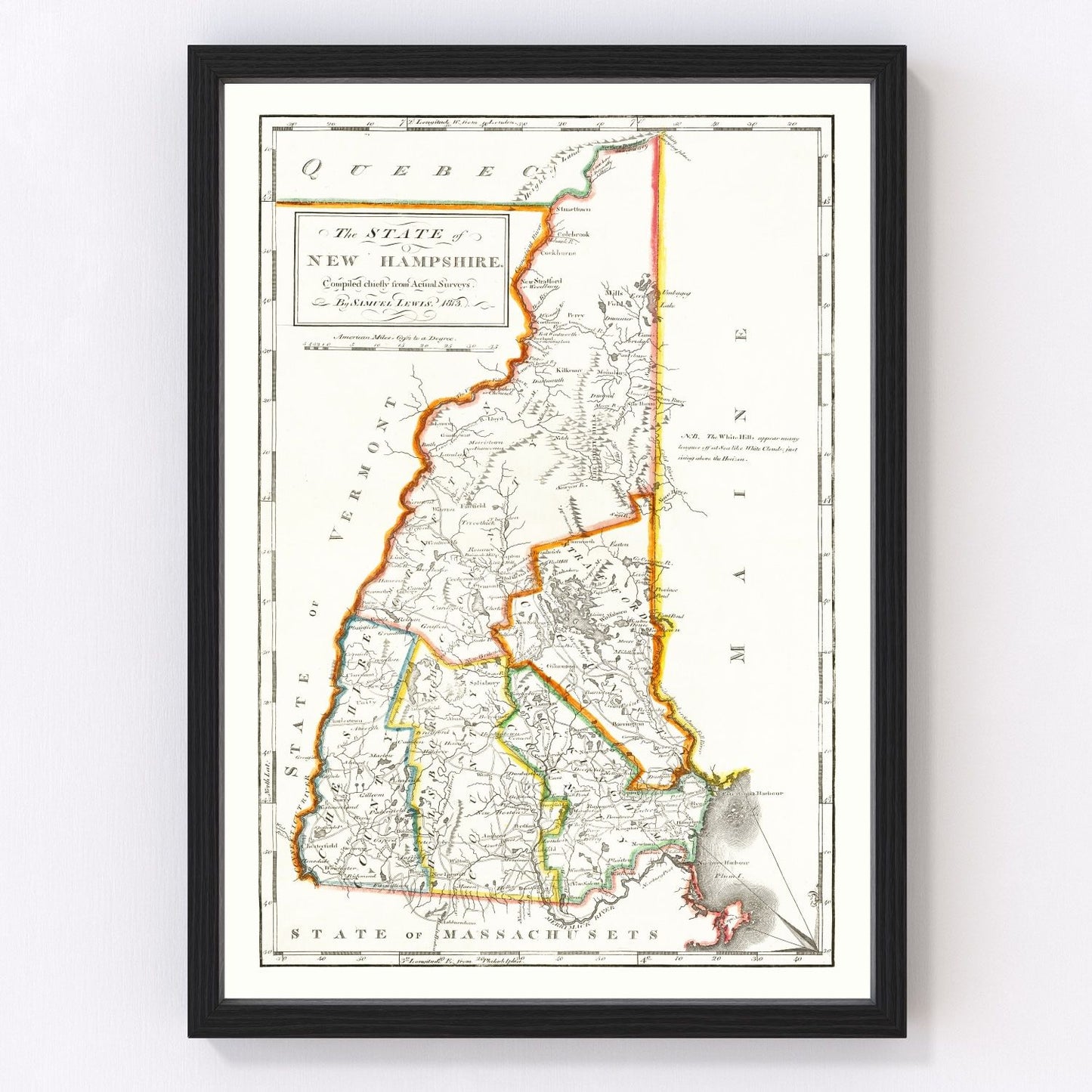Vintage map of New Hampshire, 1814