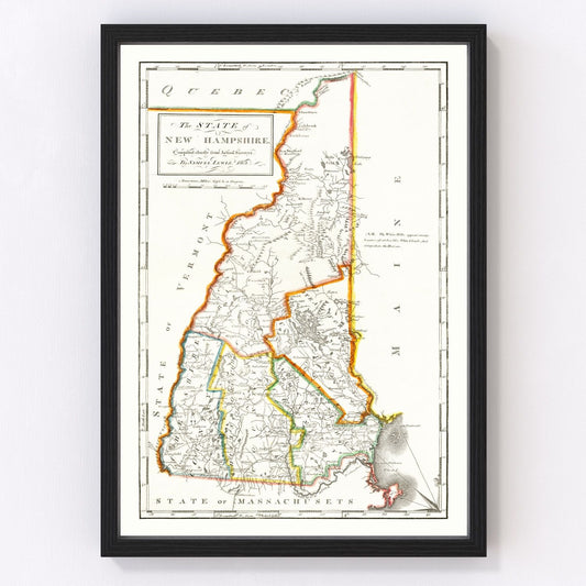 Vintage map of New Hampshire, 1814