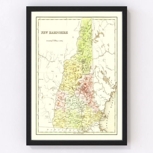 Vintage map of New Hampshire, 1838
