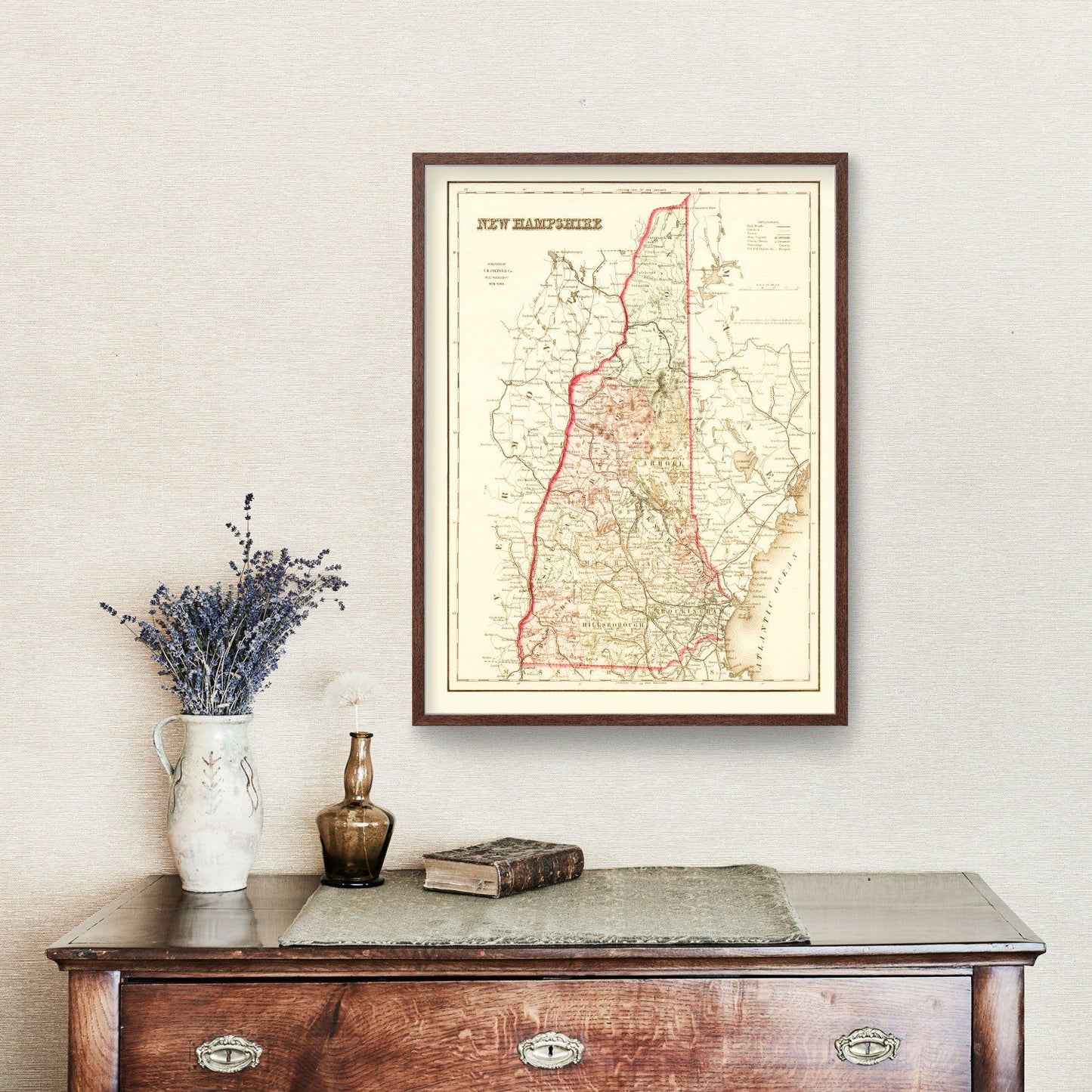 Vintage Map of New Hampshire, 1858