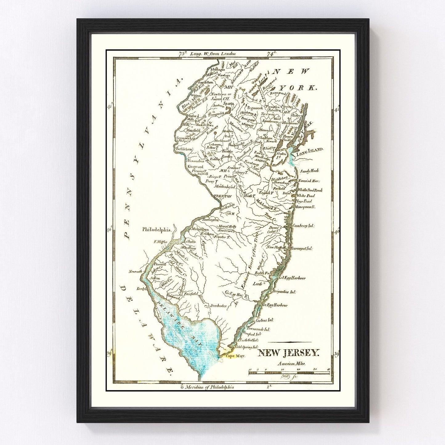 Vintage map of New Jersey, 1814