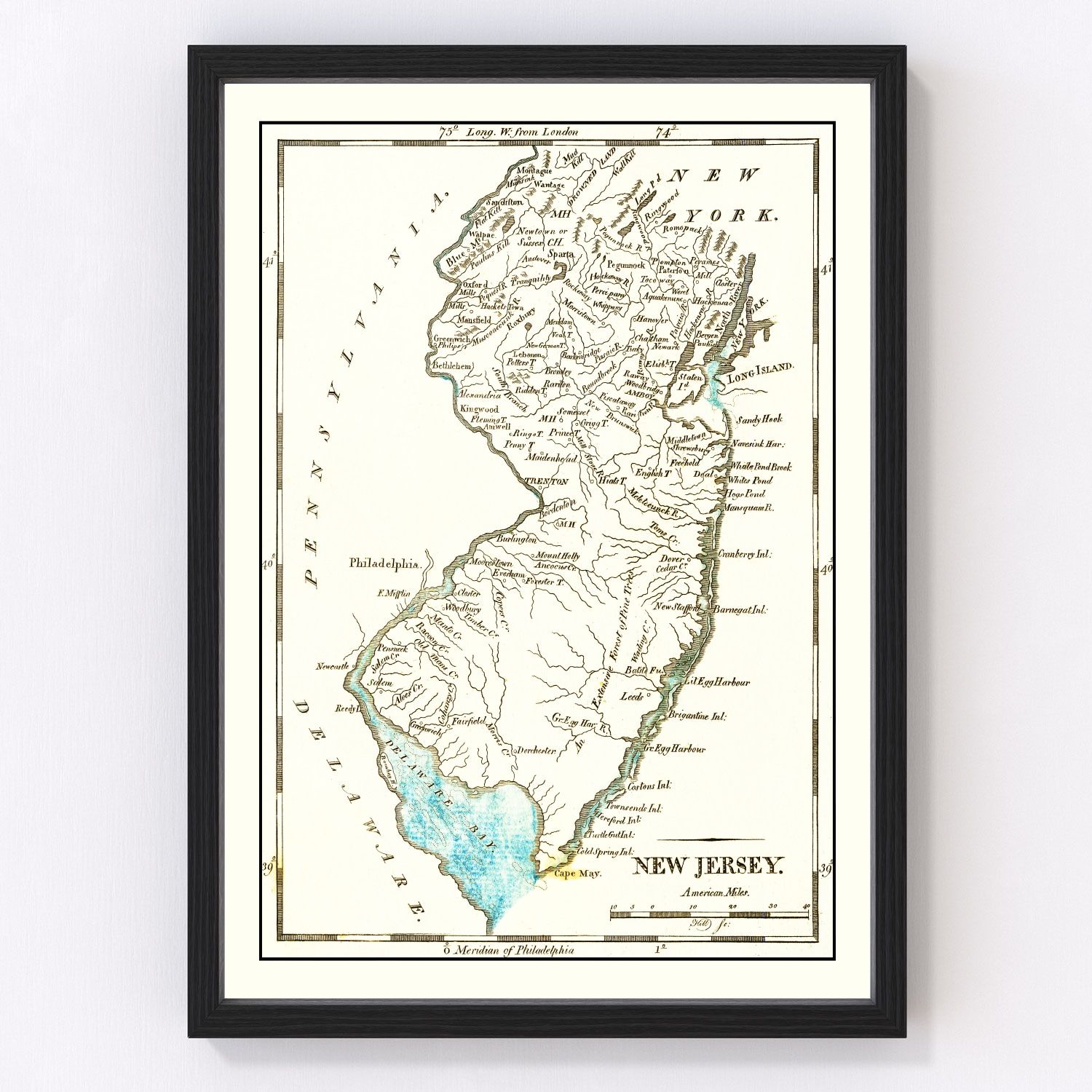 Vintage map of New Jersey, 1814