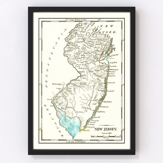Vintage map of New Jersey, 1814