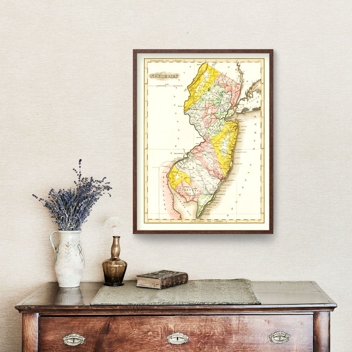 Vintage Map of New Jersey, 1823