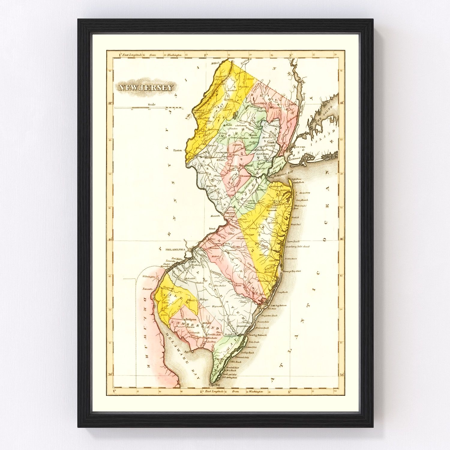 Vintage map of New Jersey, 1823