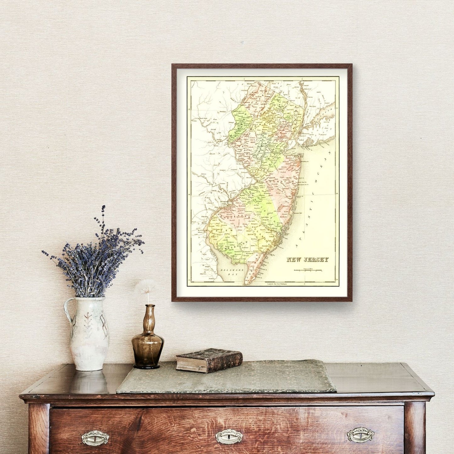 Vintage Map of New Jersey, 1838