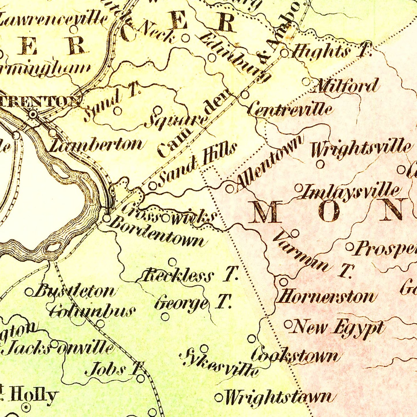 Vintage Map of New Jersey, 1838
