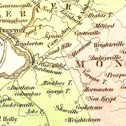Vintage Map of New Jersey, 1838