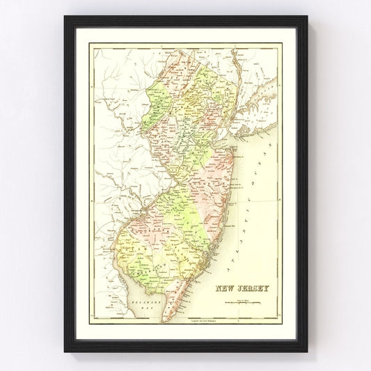 Vintage map of New Jersey, 1838