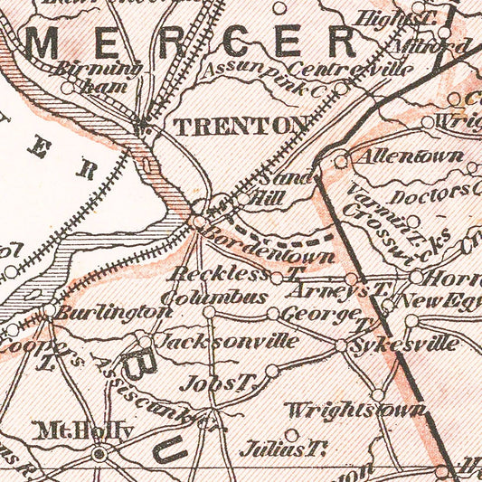Vintage Map of New Jersey, 1846