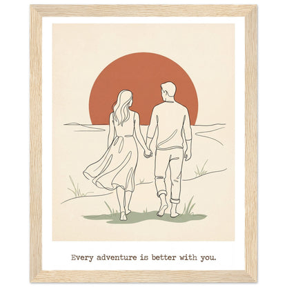 Romantic Wall Art - Couples Poster for Your Bedroom - 20x25 cm / 8x10″ - Wood frame / Ready-to-hang - Sparkycare