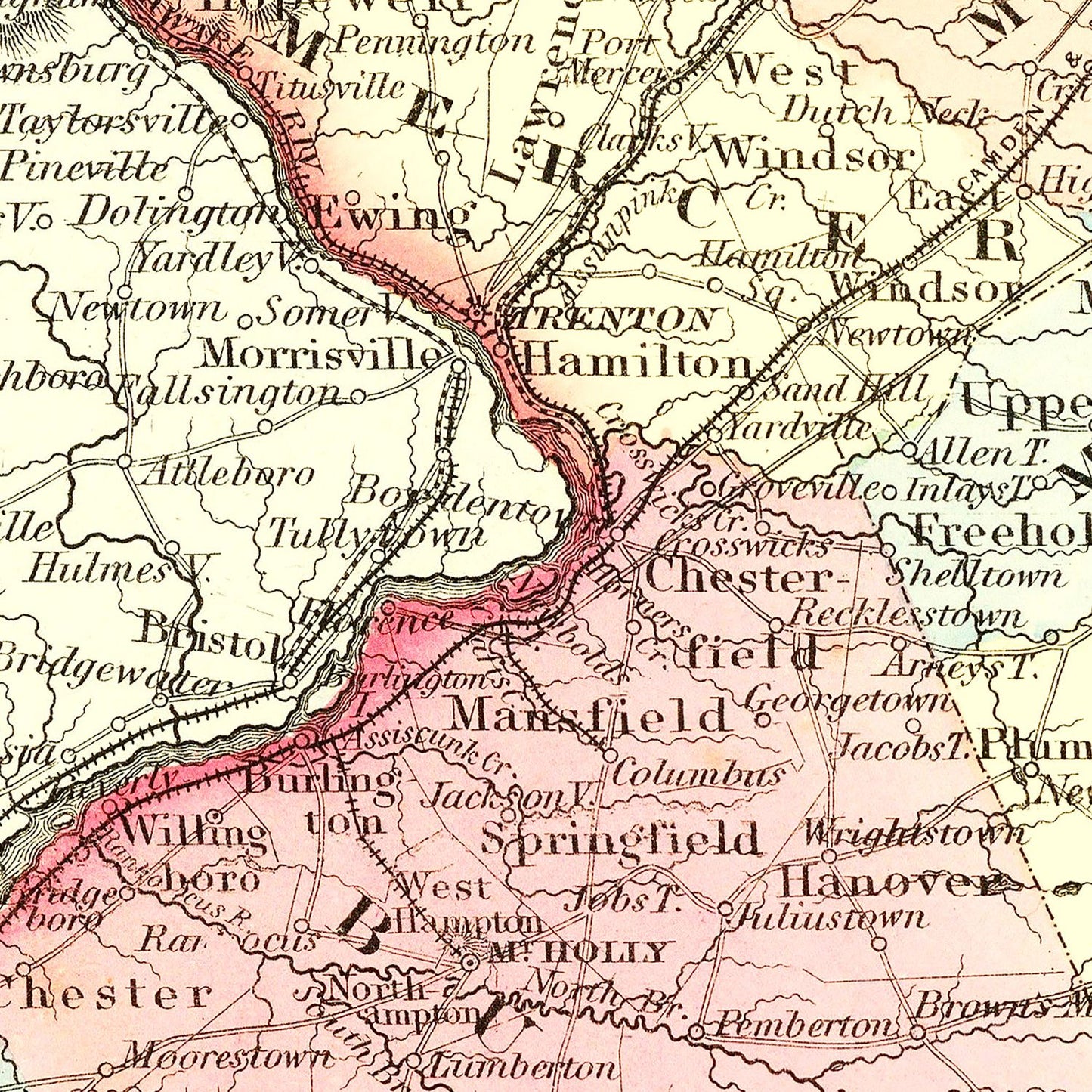 Vintage Map of New Jersey, 1855