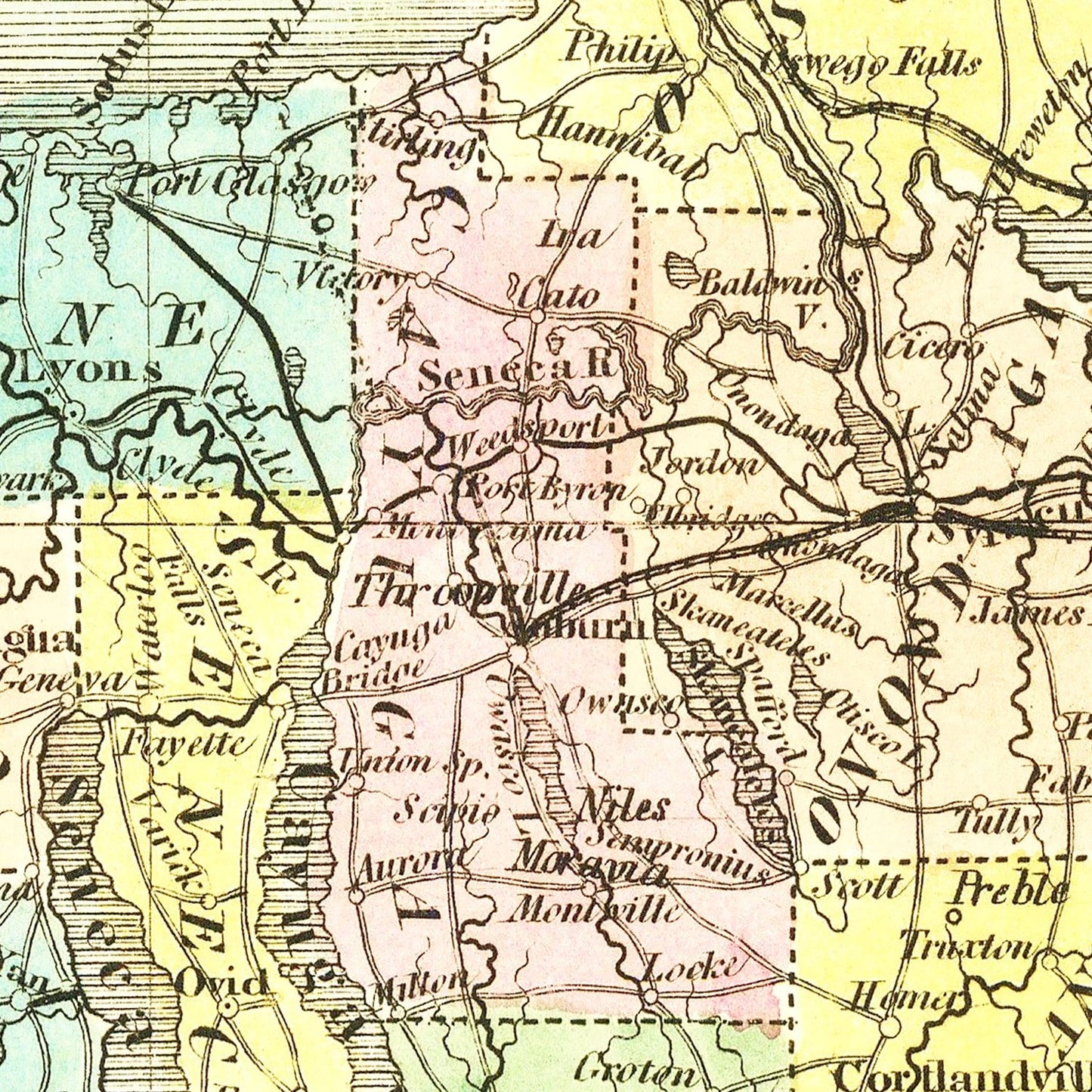 Vintage Map of New York State, 1836