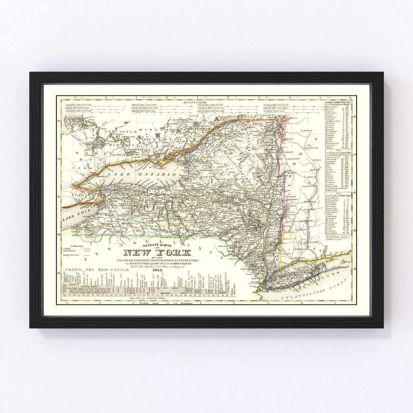 Vintage map of New York, 1844