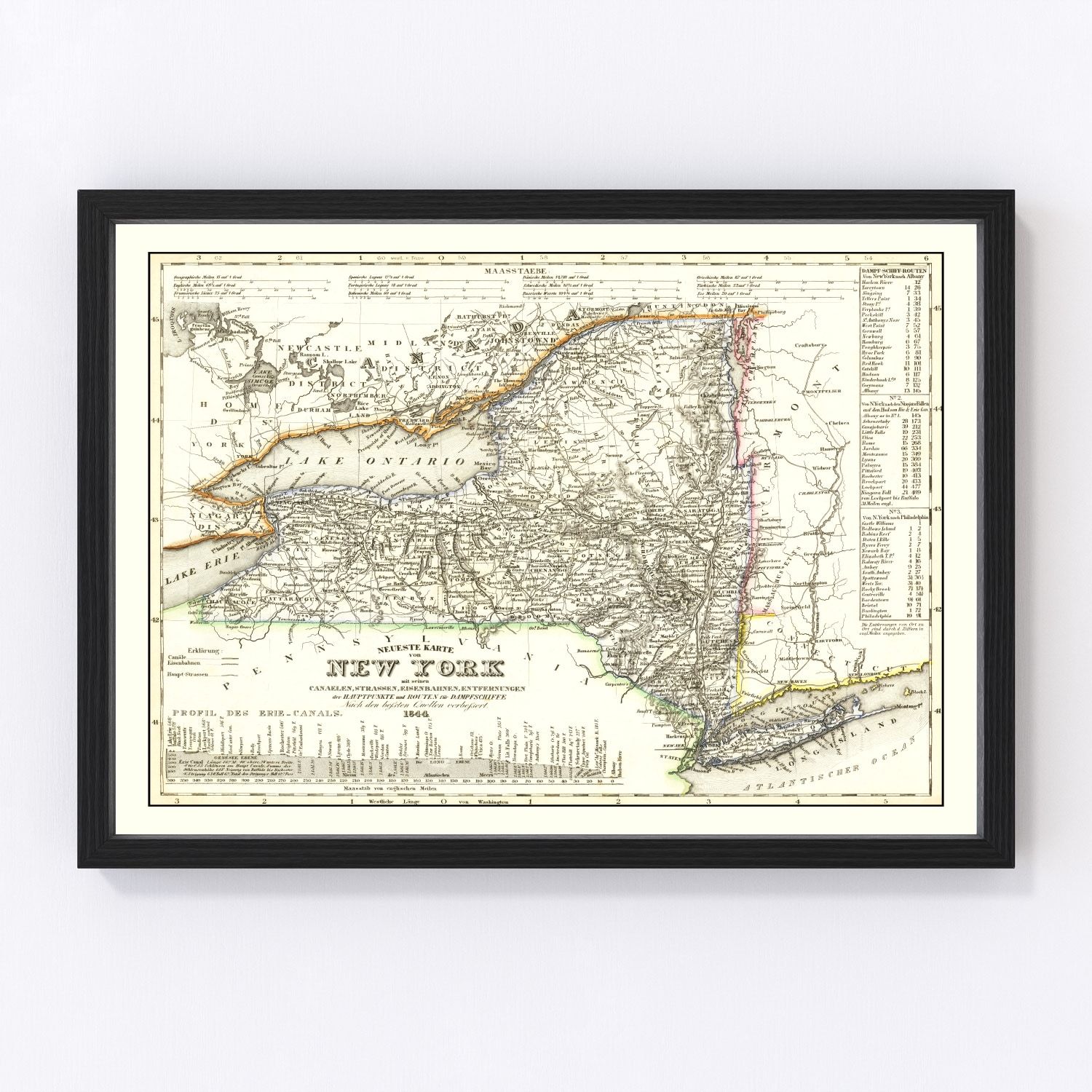 Vintage map of New York, 1844