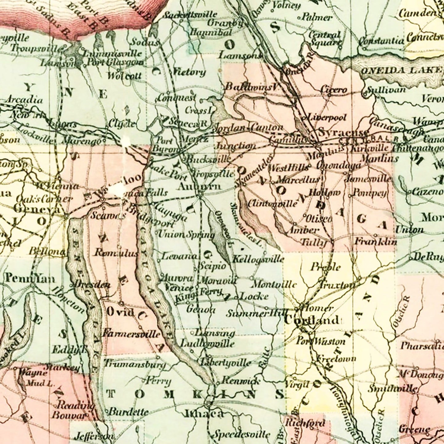 Vintage Map of New York State, 1854