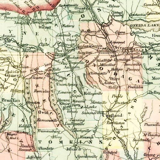 Vintage Map of New York State, 1854