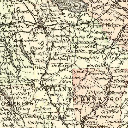 Vintage Map of New York State, 1855