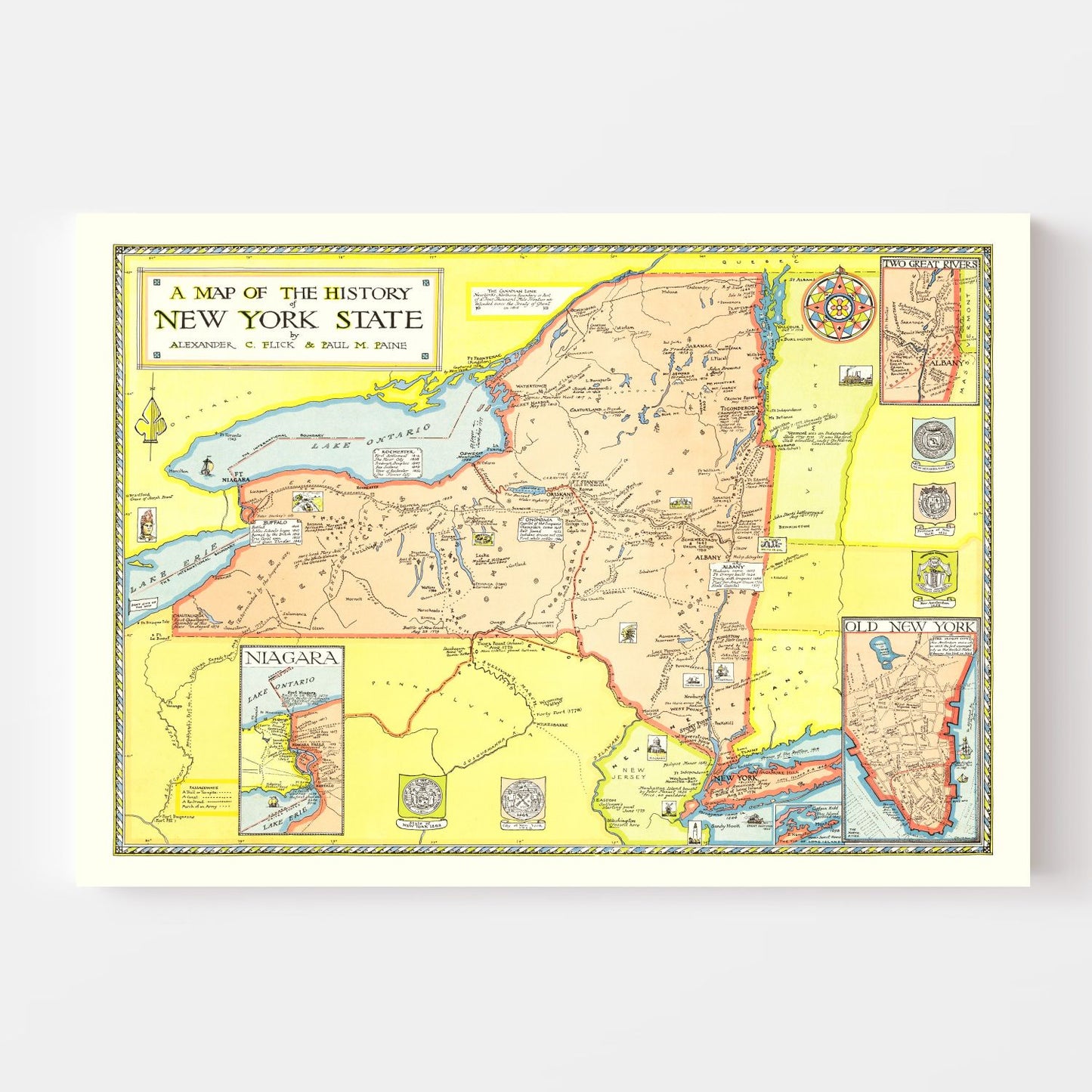 Vintage Map of the History of New York, 1928