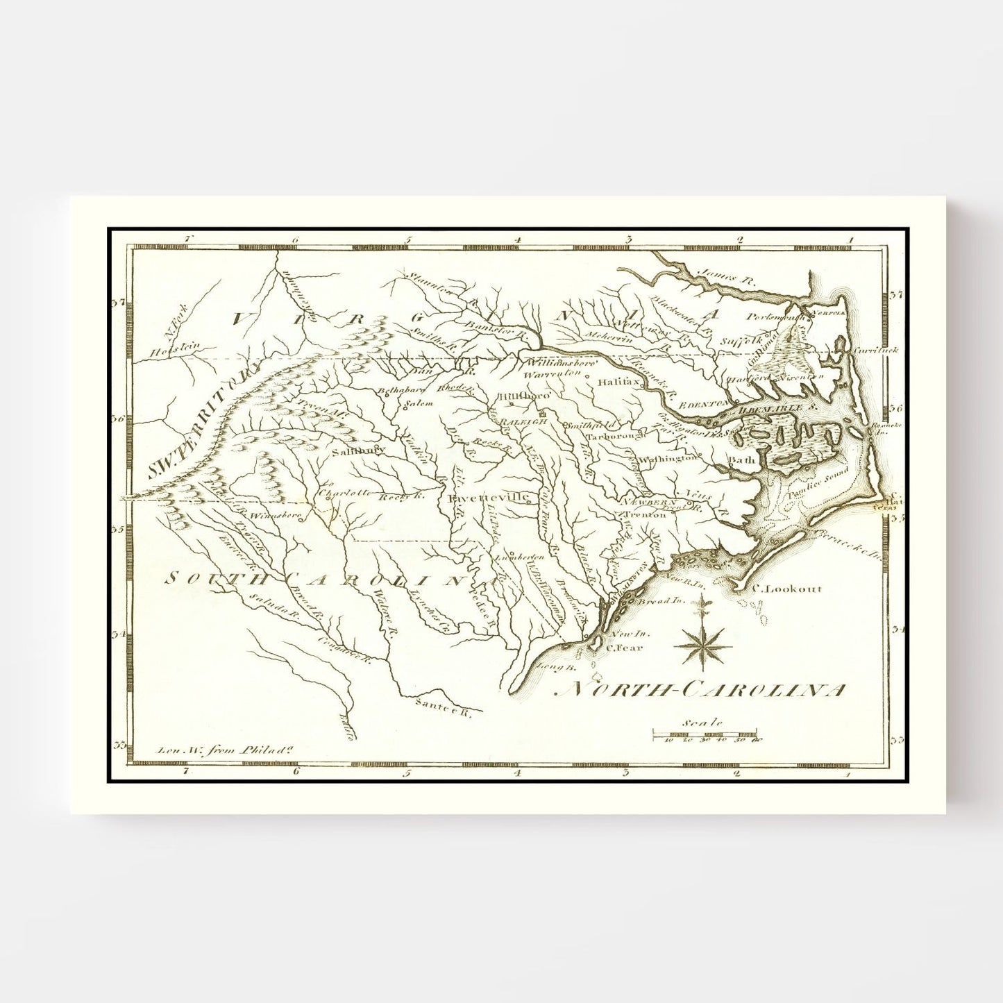 Vintage Map of North Carolina, 1795