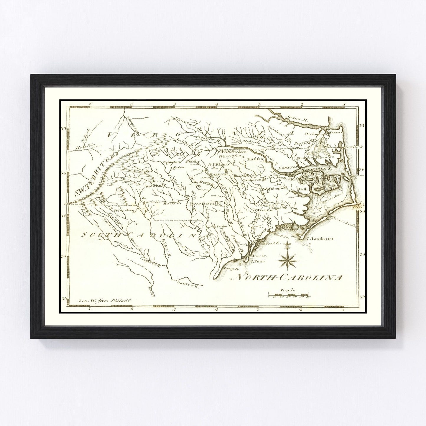 vintage map of North Carolina, 1795