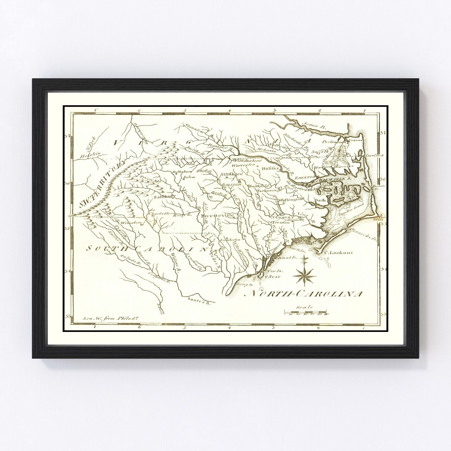 vintage map of North Carolina, 1795