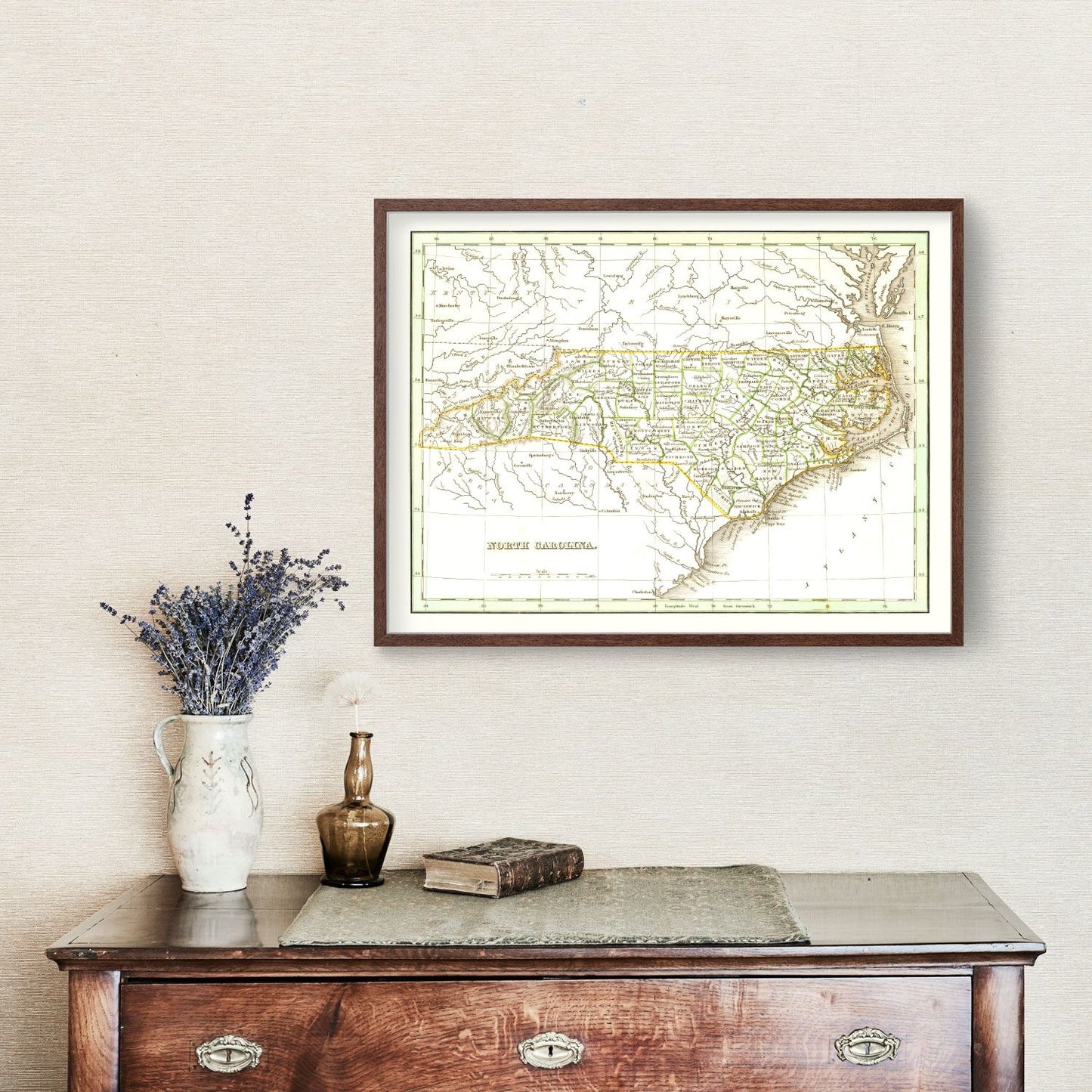 Vintage Map of North Carolina, 1835