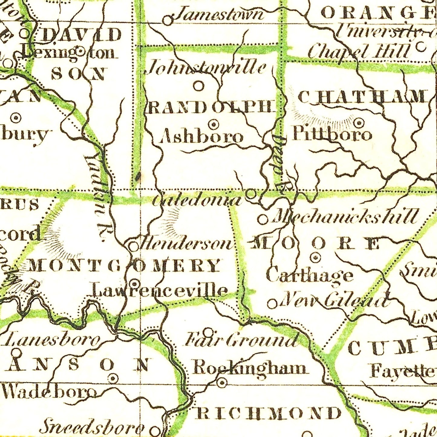 Vintage Map of North Carolina, 1835
