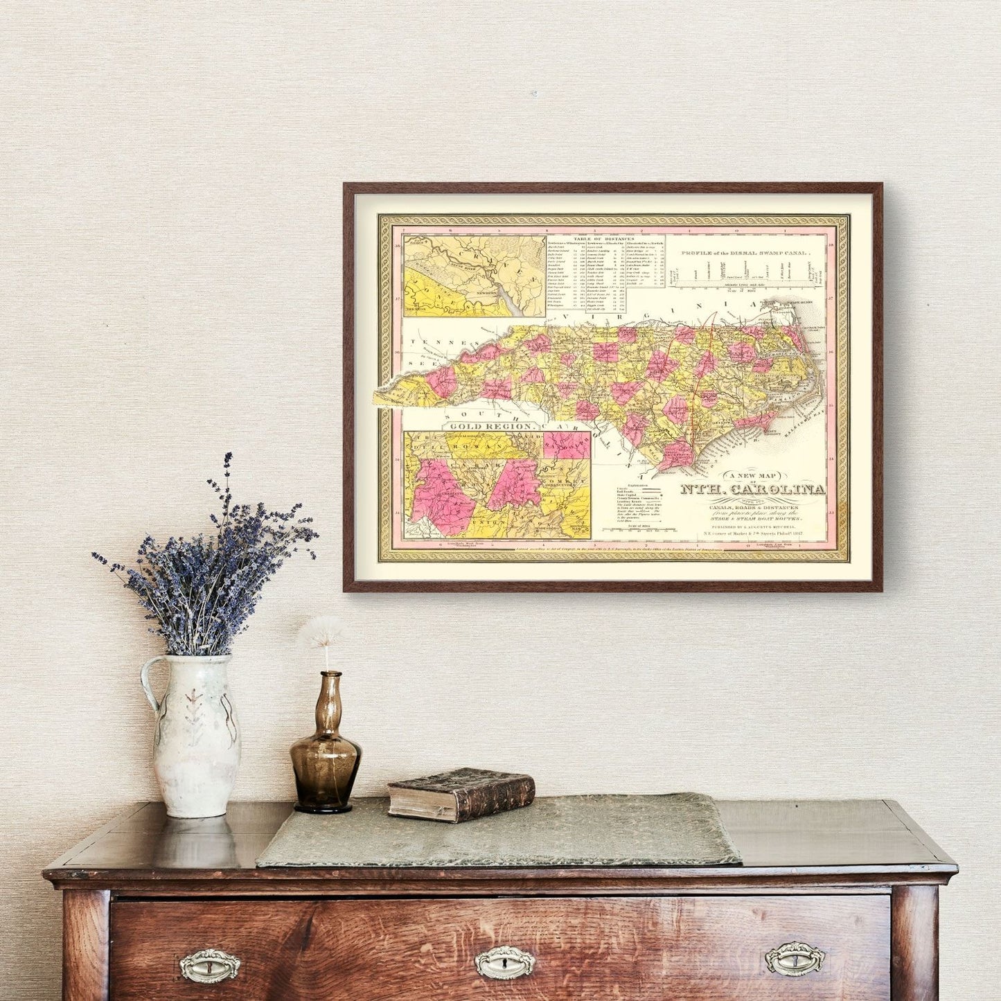 Vintage Map of North Carolina, 1847