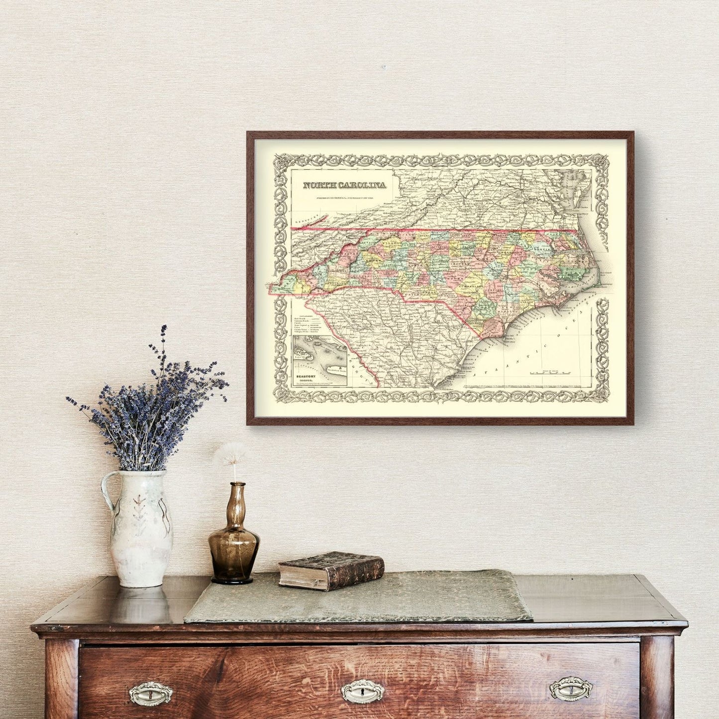 Vintage Map of North Carolina, 1856