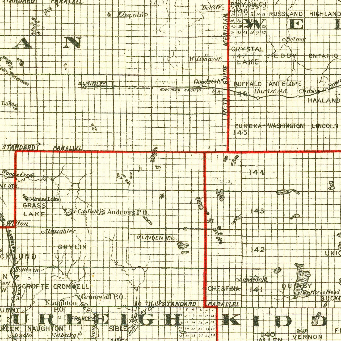 Vintage Map of North Dakota, 1902