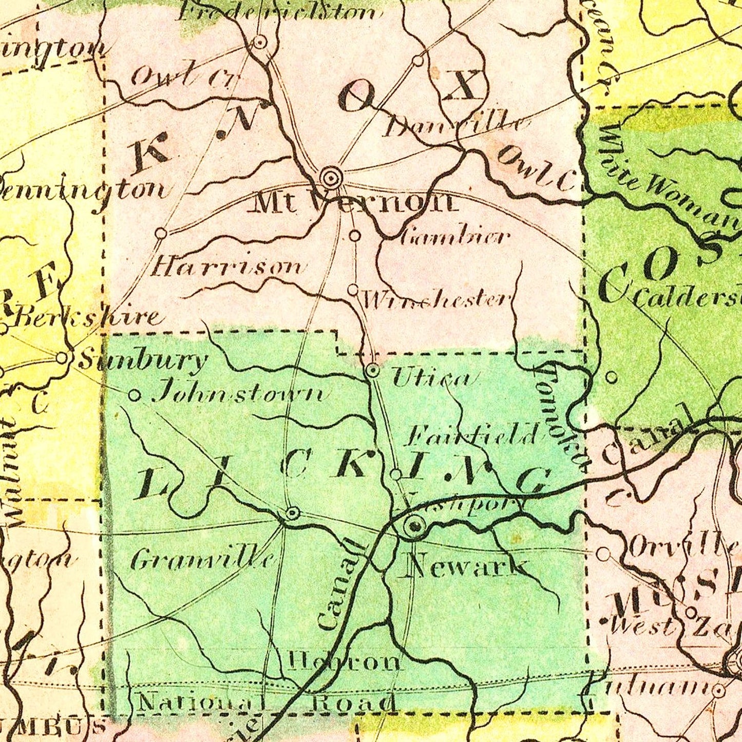 Vintage Map of Ohio, 1836