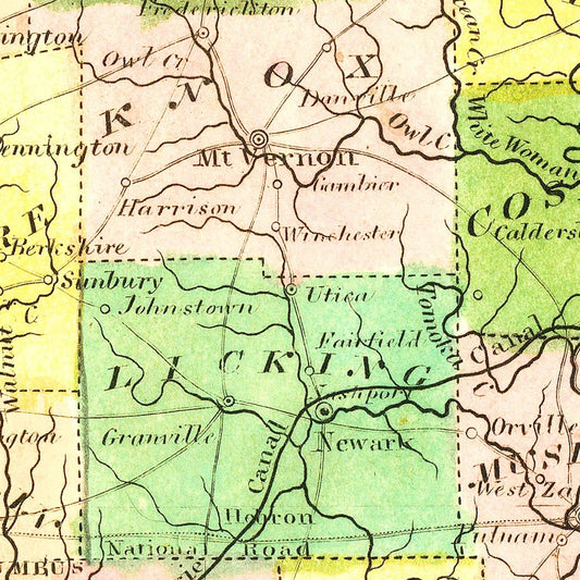 Vintage Map of Ohio, 1836