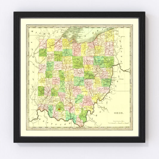 vintage map of Ohio, 1836