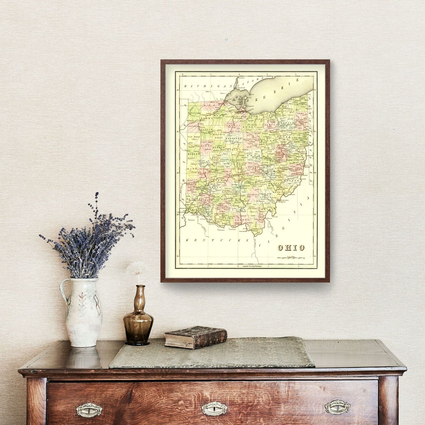 Vintage Map of Ohio, 1838