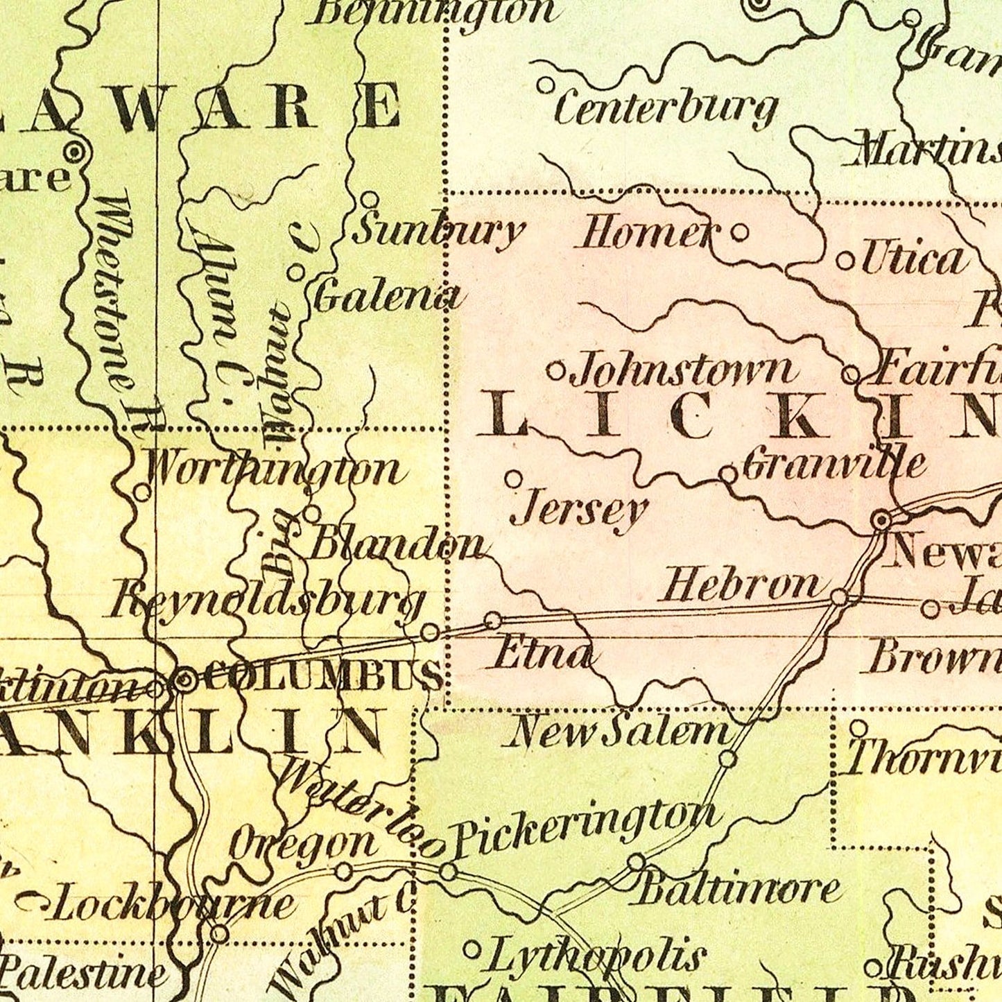 Vintage Map of Ohio, 1838