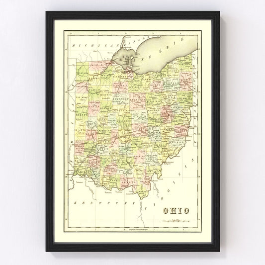 Vintage map of Ohio, 1838