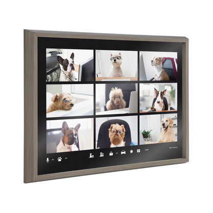 Video chat dogs framed glass wall art