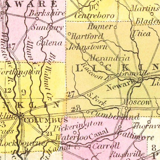Vintage Map of Ohio, 1844