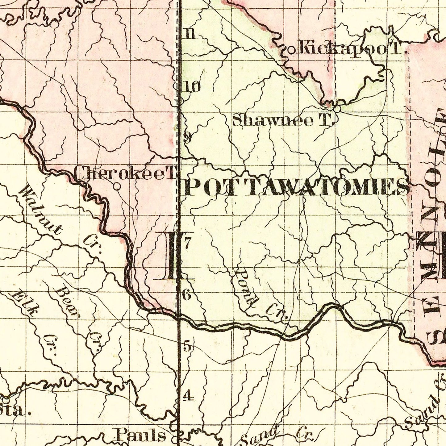 Vintage Map of Indian Territory, Oklahoma, 1872
