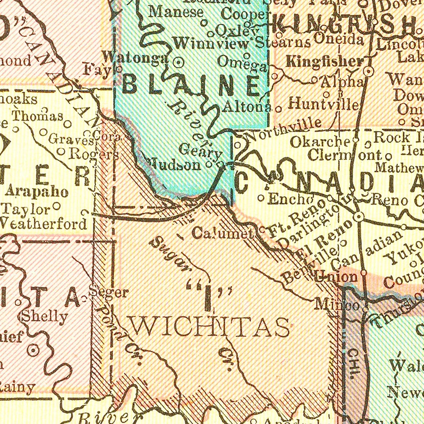 Vintage Map of Oklahoma, 1899